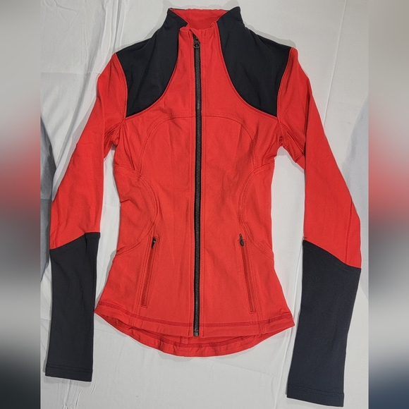 LULULEMON Athletica Jacket, Coral Orange & Gray, Thumb Hole - Picture 1 of 7